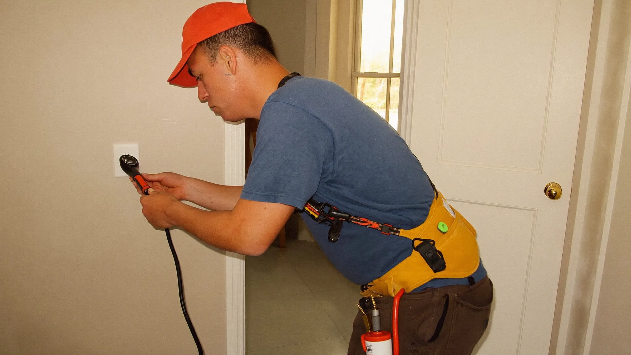 Electrician wiring a panel on a residential job