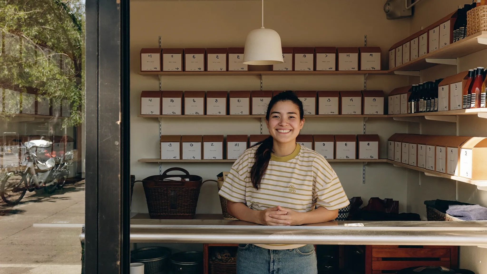 Small business owner working at a home office desk