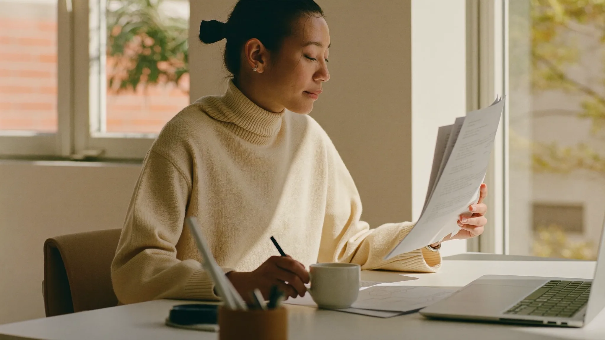Business owner reviewing an insurance certificate