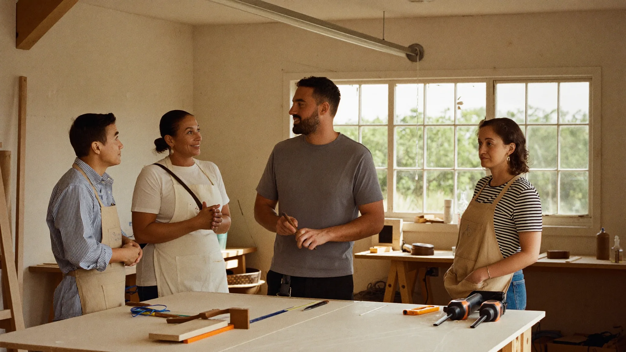 Small business team in a safe workplace